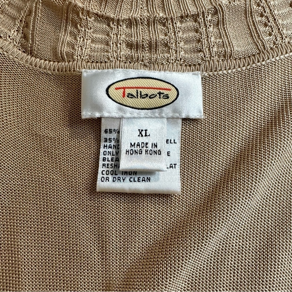 Talbots Light Tan Gold Slinky Silky Lightweight Cardigan Sweater size XL - Picture 4 of 9